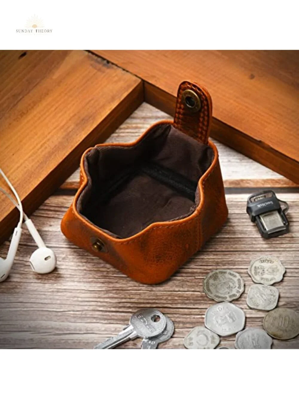 Leather Coin Pouch, Snap Closure Compact Change Holder, Mini Wallet Pack of 2